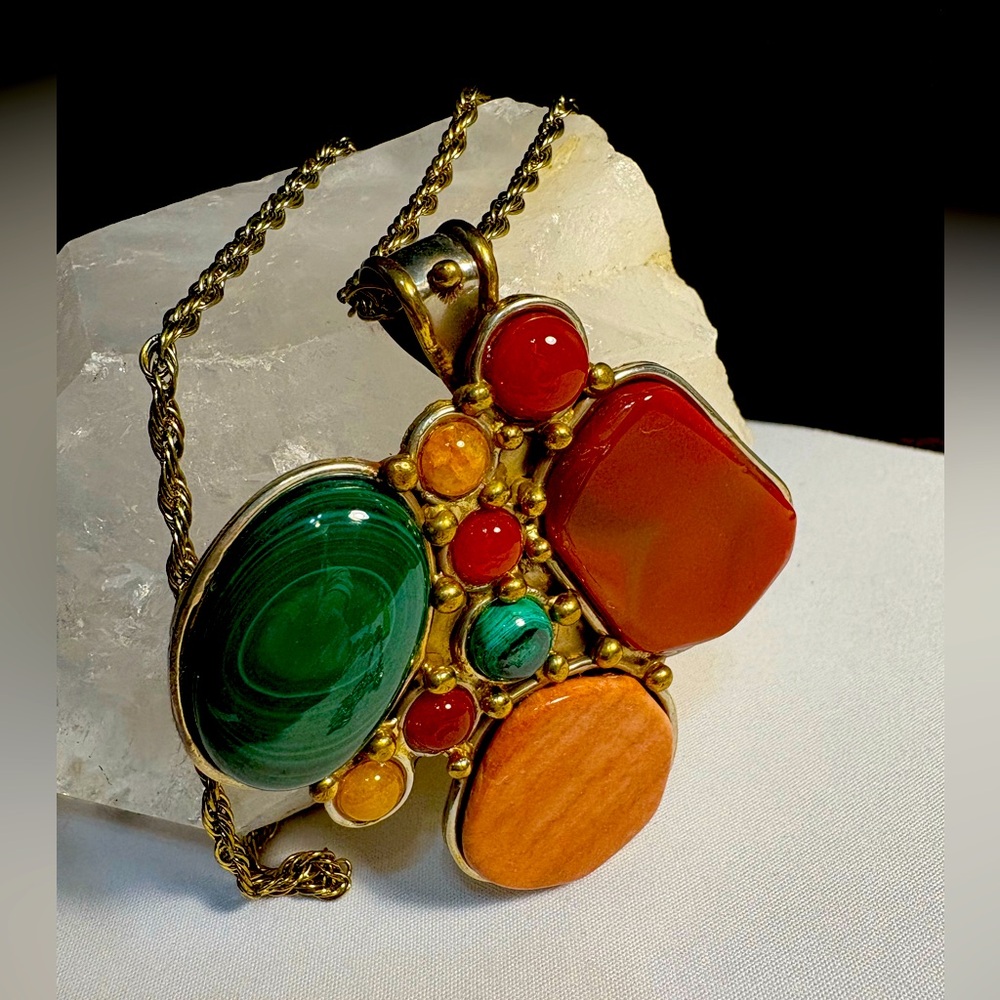 Big Earthy-Tone Cuff Bracelet & Matching Necklace.